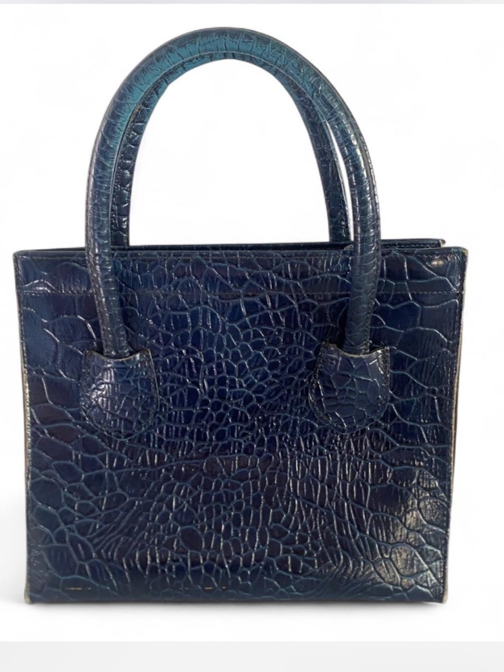 VINTAGE Y2K RONAY BLUE CROC EMBOSSED LEATHER MINI HANDBAG